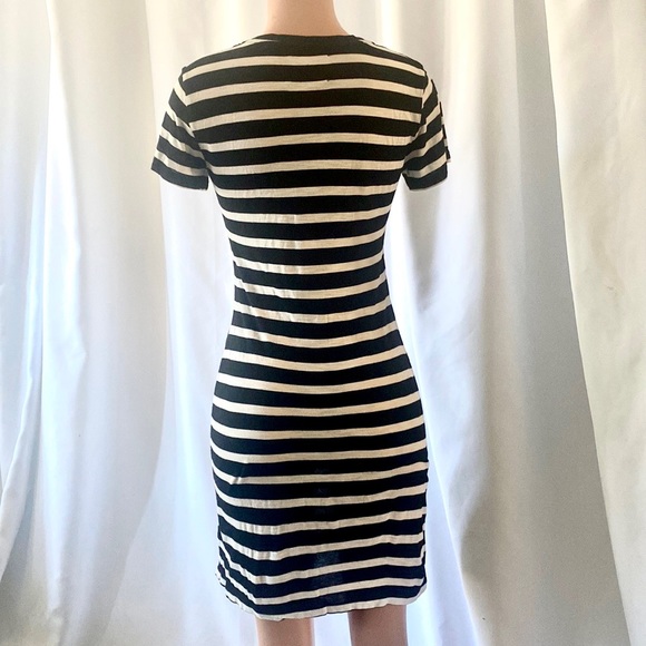 Lilly Aldridge for Velvet Black and White Striped Mini T-Shirt Dress - Picture 2 of 6